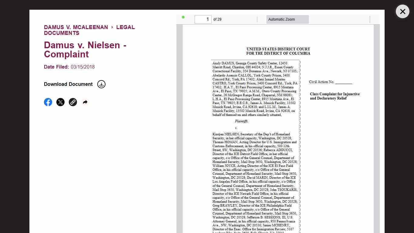 Damus v. McAleenan American Civil Liberties Union