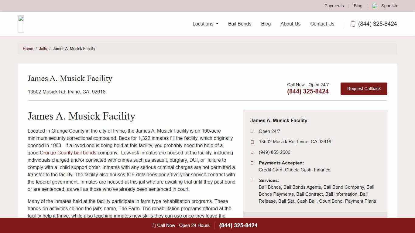 James A. Musick Facility Info, Visiting & Bail Help Espinoza Bail Bonds Inc.