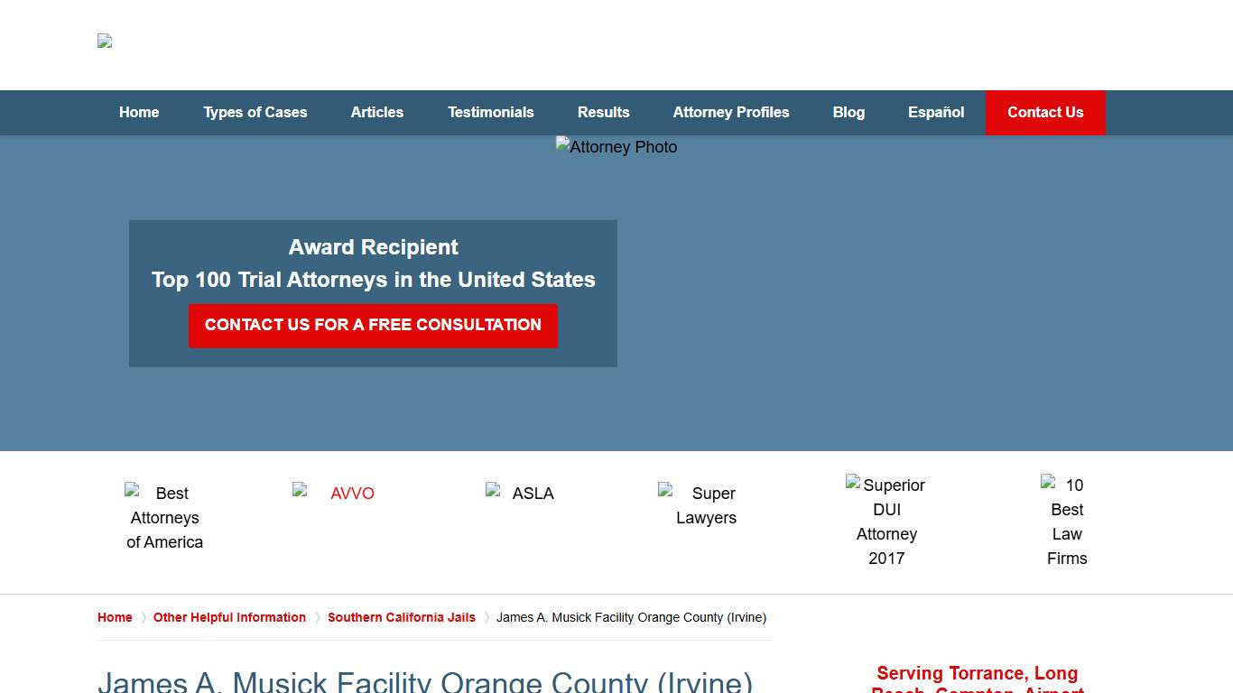 James A. Musick Facility Orange County (Irvine) :: Irvine Criminal Defense Lawyers Greg Hill & Associates